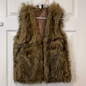H&M brown Faux fur vest